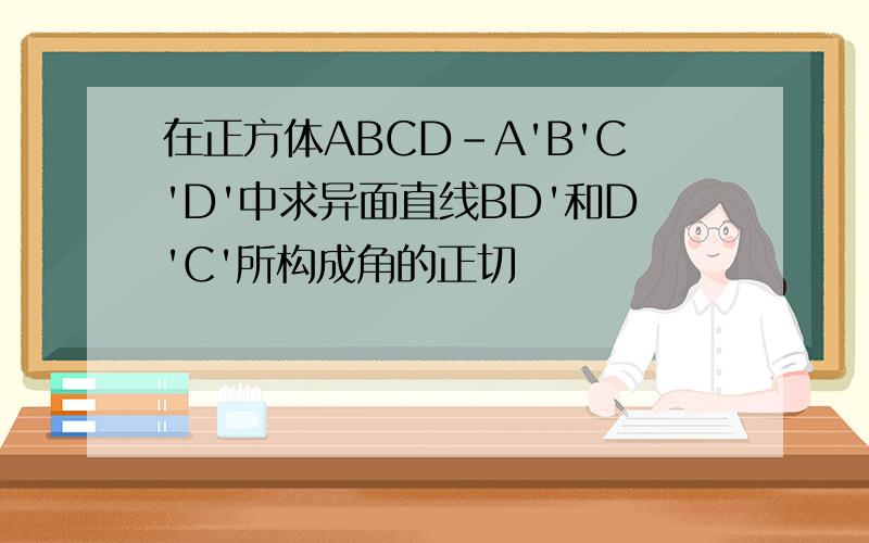 在正方体ABCD-A'B'C'D'中求异面直线BD'和D'C'所构成角的正切