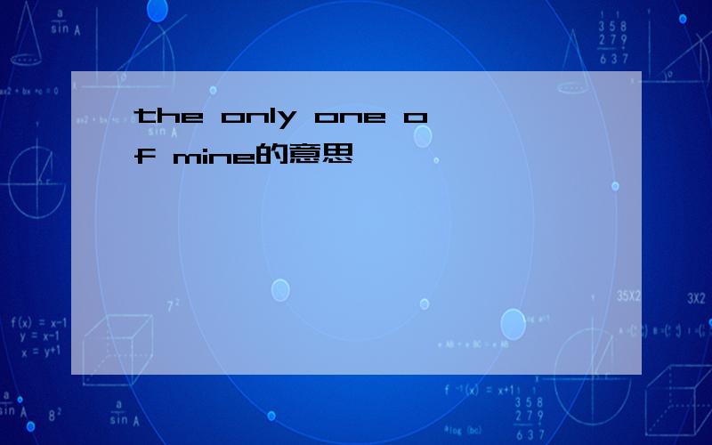 the only one of mine的意思