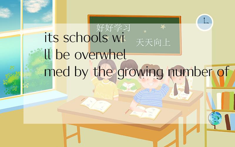 its schools will be overwhelmed by the growing number of illegal immigrants.its是什么?its schools will be overwhelmed by the growing number of illegal immigrants.1.　请问这句话的its是什么?所有格?它的学校?2.　这整句话怎么翻