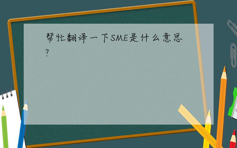帮忙翻译一下SME是什么意思?