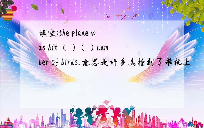 填空:the plane was hit （）（）number of birds.意思是许多鸟撞到了飞机上