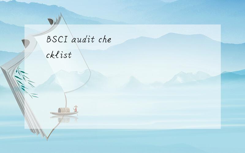 BSCI audit checklist