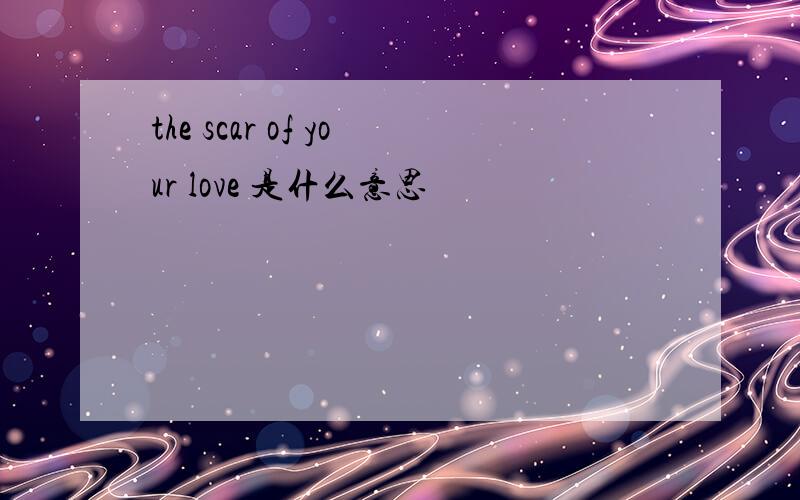 the scar of your love 是什么意思
