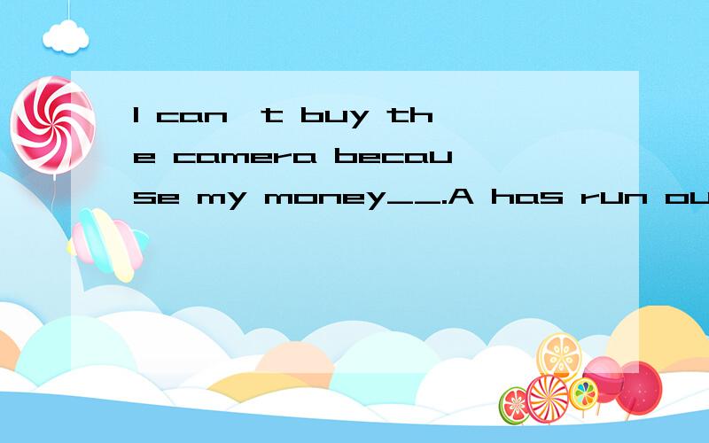 I can't buy the camera because my money__.A has run out B has been run out C have run out D have been run out