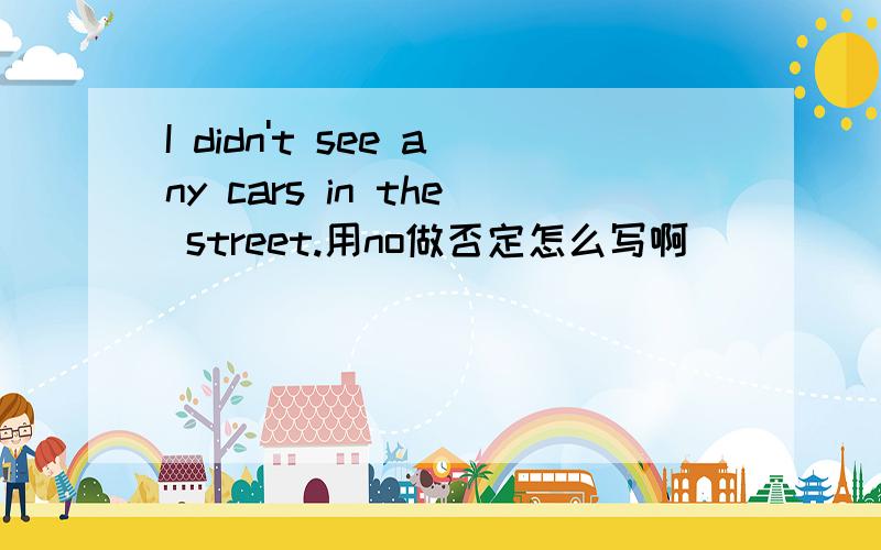 I didn't see any cars in the street.用no做否定怎么写啊